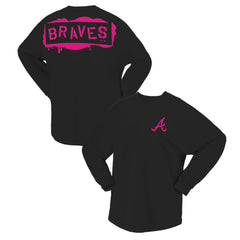 Atlanta Braves Women's Neon Jersey Long Sleeve T-Shirt - Black