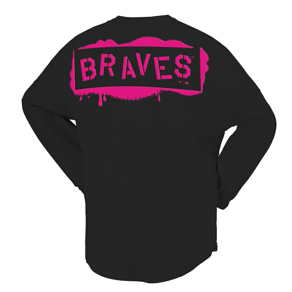Atlanta Braves Women's Neon Jersey Long Sleeve T-Shirt - Black