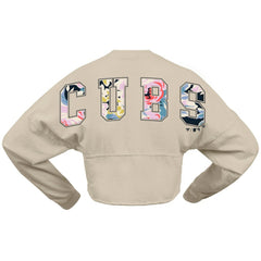 Chicago Cubs Women's Floral Preppy Cropped Long Sleeve T-Shirt - Cream