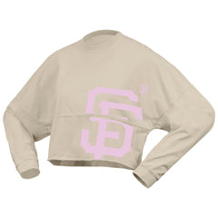 San Francisco Giants Women's Floral Preppy Cropped Long Sleeve T-Shirt - Cream