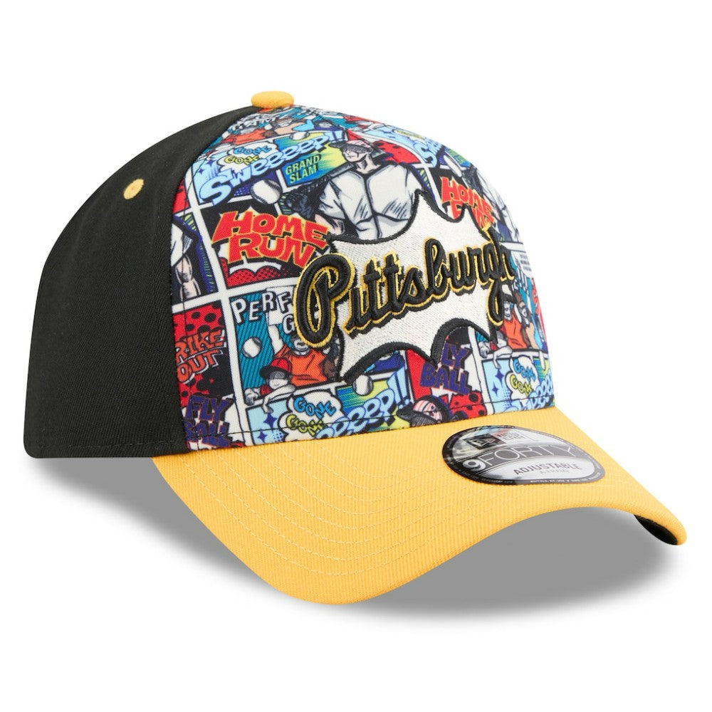 Pittsburgh Pirates Youth 2025 MLB Diamond Hero Edition A-Frame 9FORTY Adjustable Hat - Black/Gold | New Era