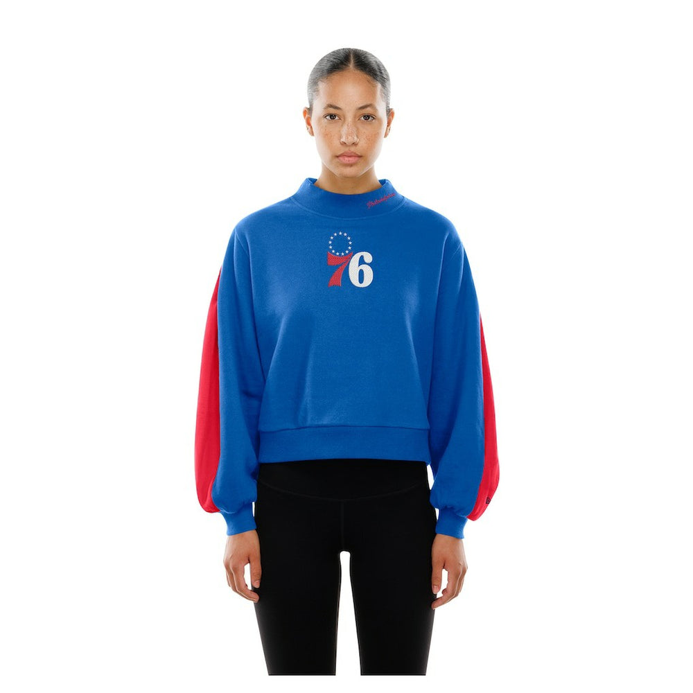 Philadelphia 76ers Women's Sport Night Balloon Sleeves Sweatshirt sale - Royal | New Era online