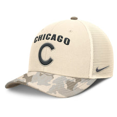 Chicago Cubs Camo Natural Pack Rise Adjustable Trucker Hat - Natural | Nike