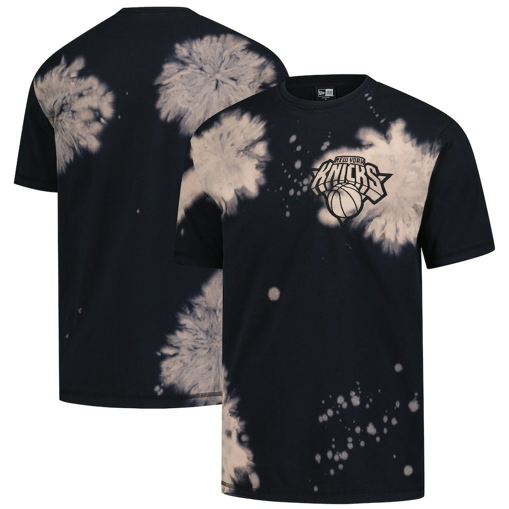 New York Knicks Injection Bleached Out Raw Edge Oversized T-Shirt - Black | New Era online
