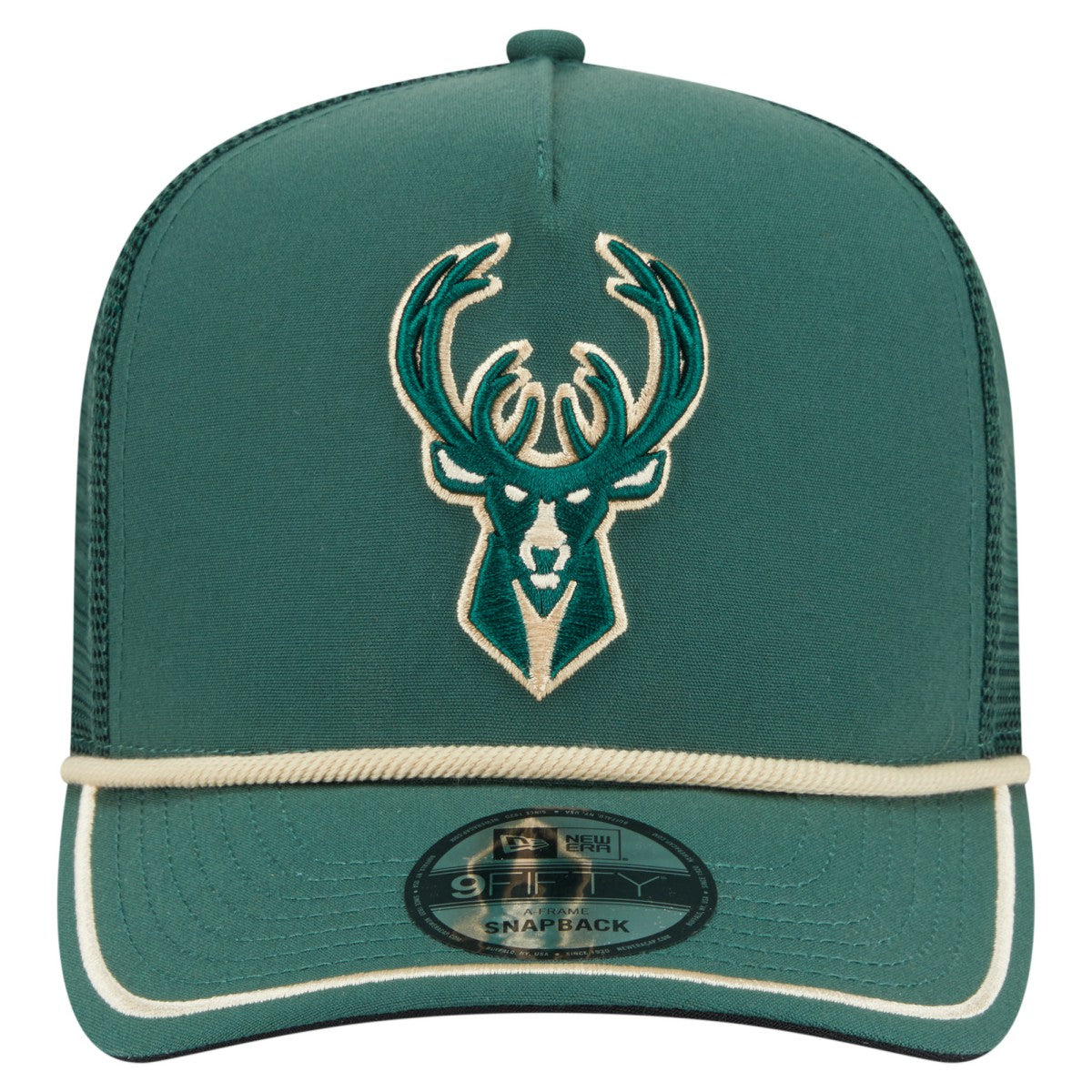 Milwaukee Bucks Vintage Team Rope A-Frame 9FIFTY Snapback Hat - Hunter Green | New Era discount