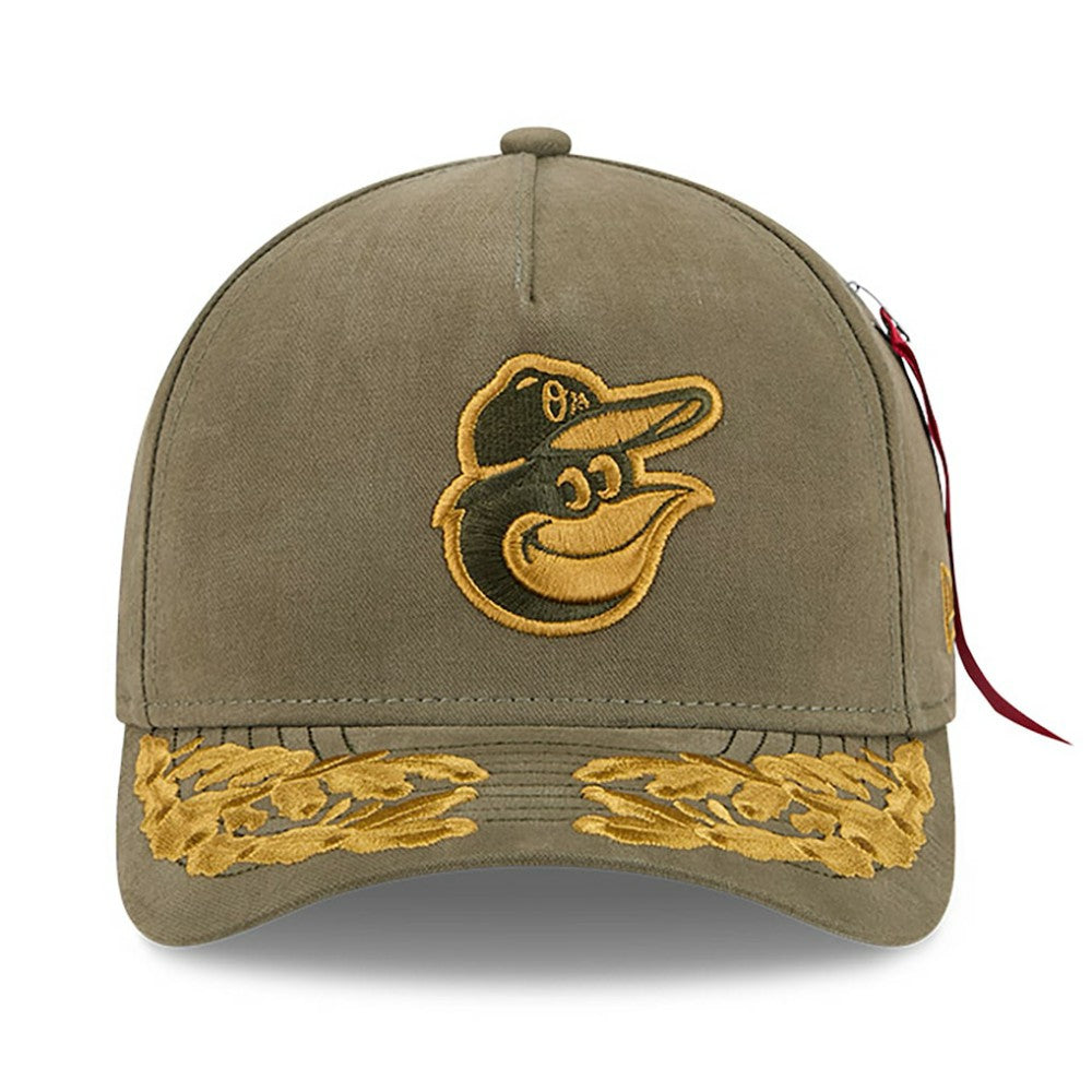 Baltimore Orioles x Alpha Industries A-Frame 9FORTY Adjustable Hat - Olive | New Era
