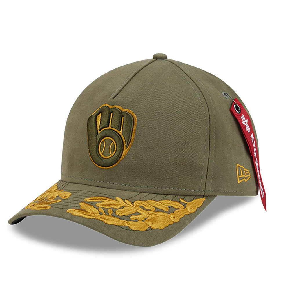 Milwaukee Brewers x Alpha Industries A-Frame 9FORTY Adjustable Hat - Olive | New Era