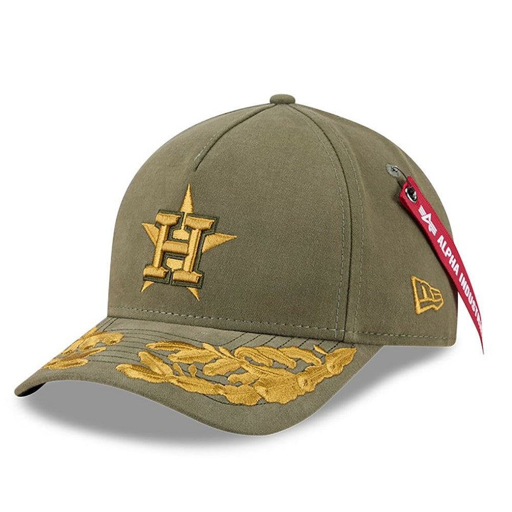 Houston Astros x Alpha Industries A-Frame 9FORTY Adjustable Hat - Olive | New Era