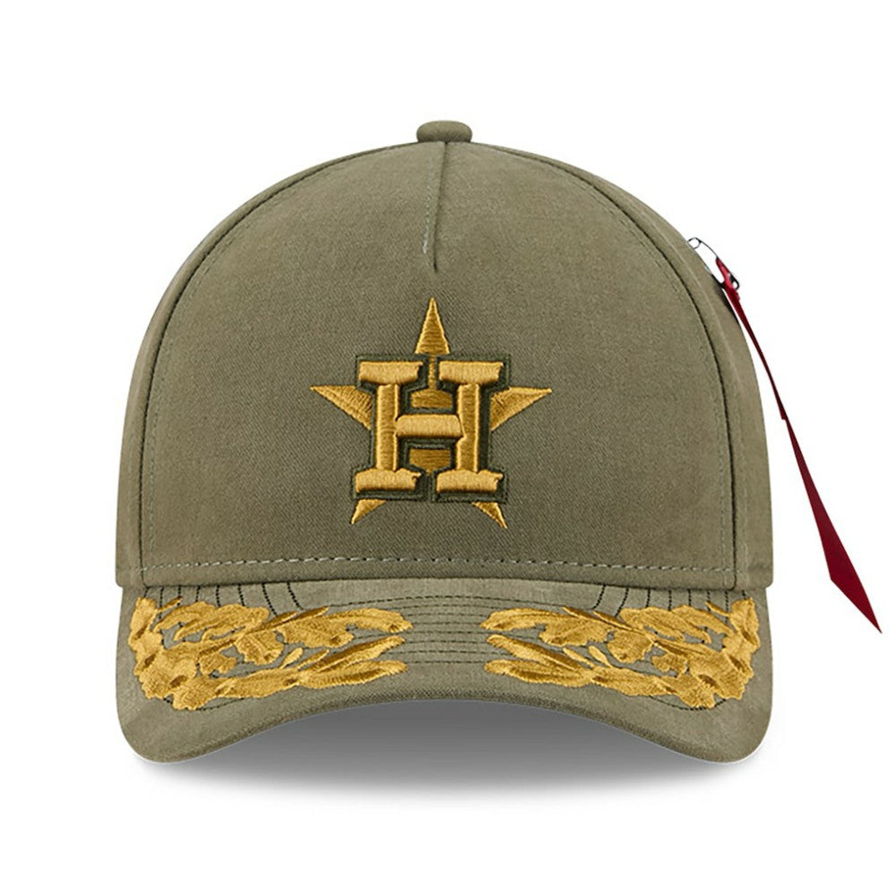 Houston Astros x Alpha Industries A-Frame 9FORTY Adjustable Hat - Olive | New Era