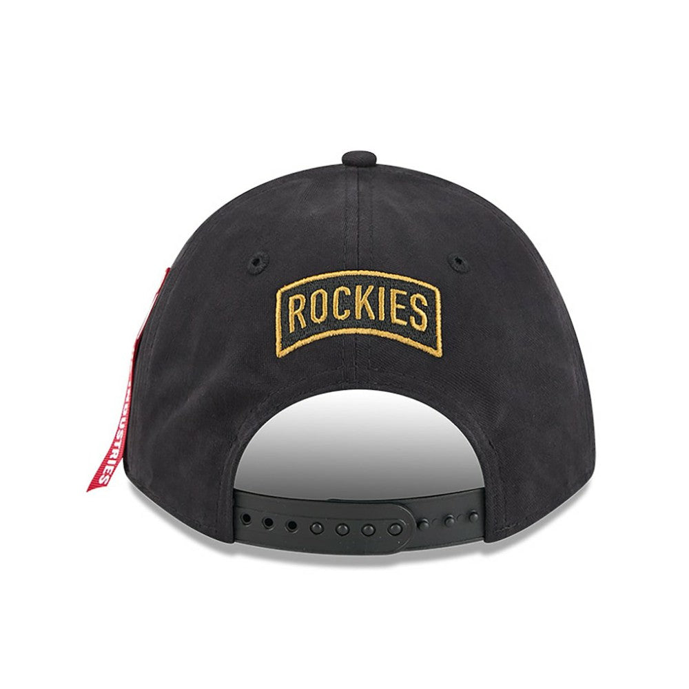 Colorado Rockies x Alpha Industries A-Frame 9FORTY Adjustable Hat - Black | New Era