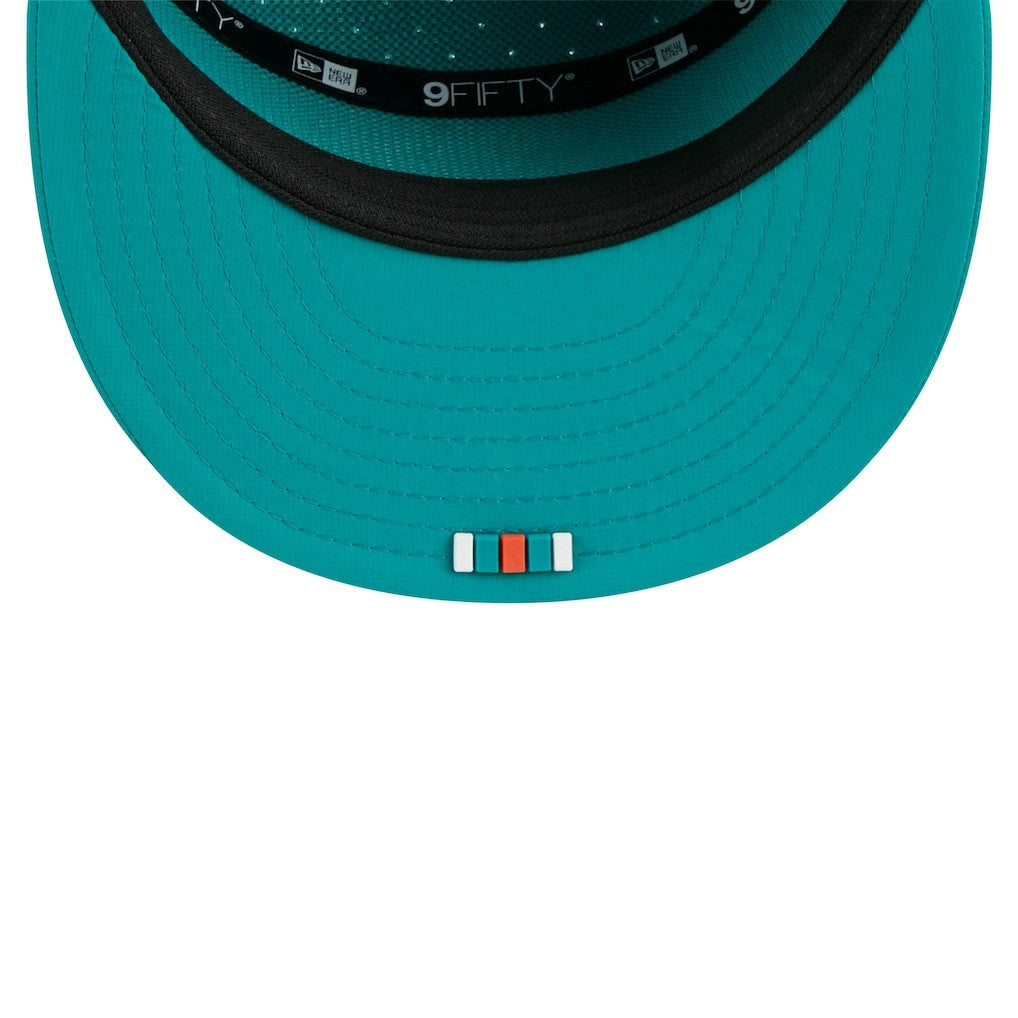 NFL Miami Dolphins 2025 Sideline Throwback Split Panel 9FIFTY Snapback Hat