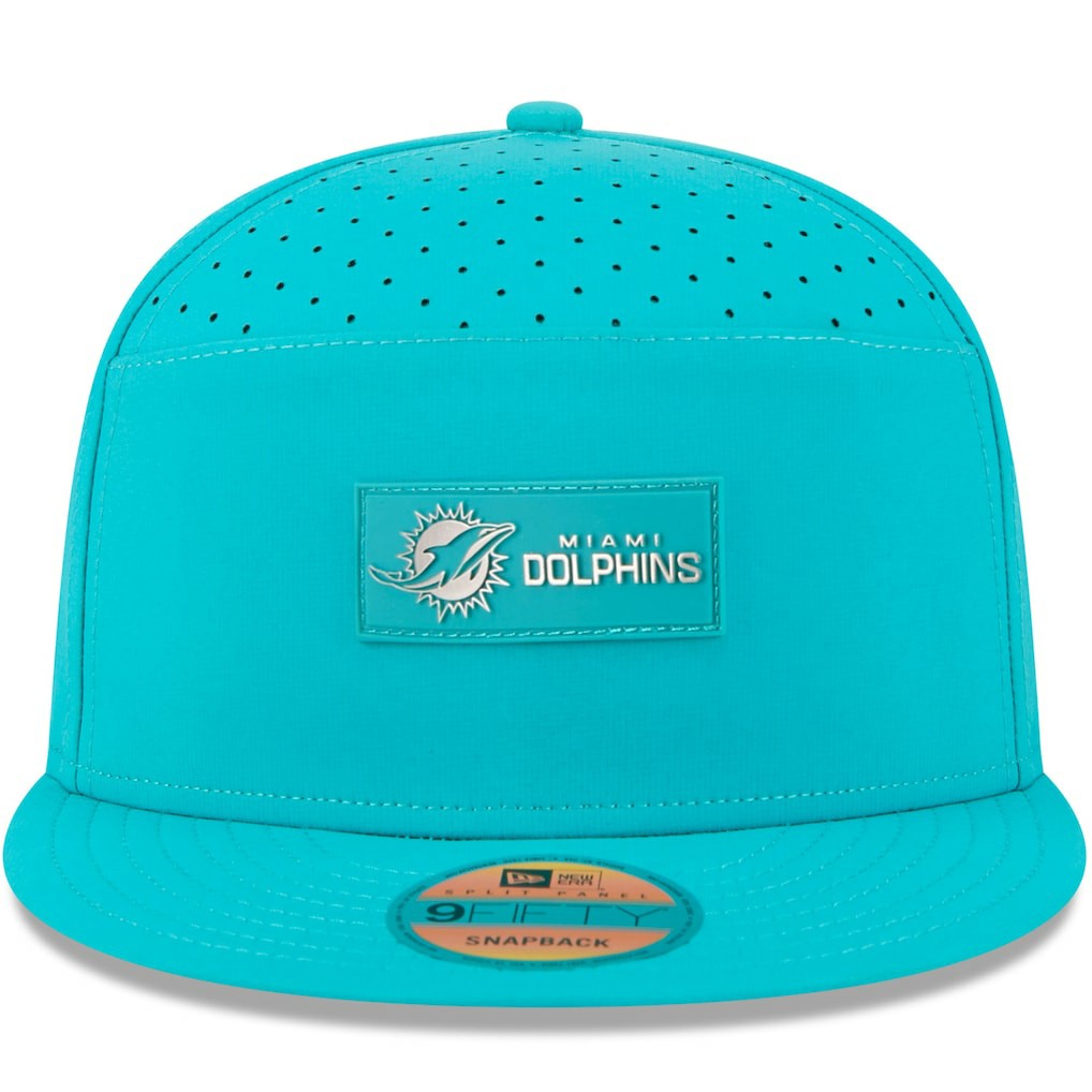 NFL Miami Dolphins 2025 Sideline Split Panel 9FIFTY Snapback Hat