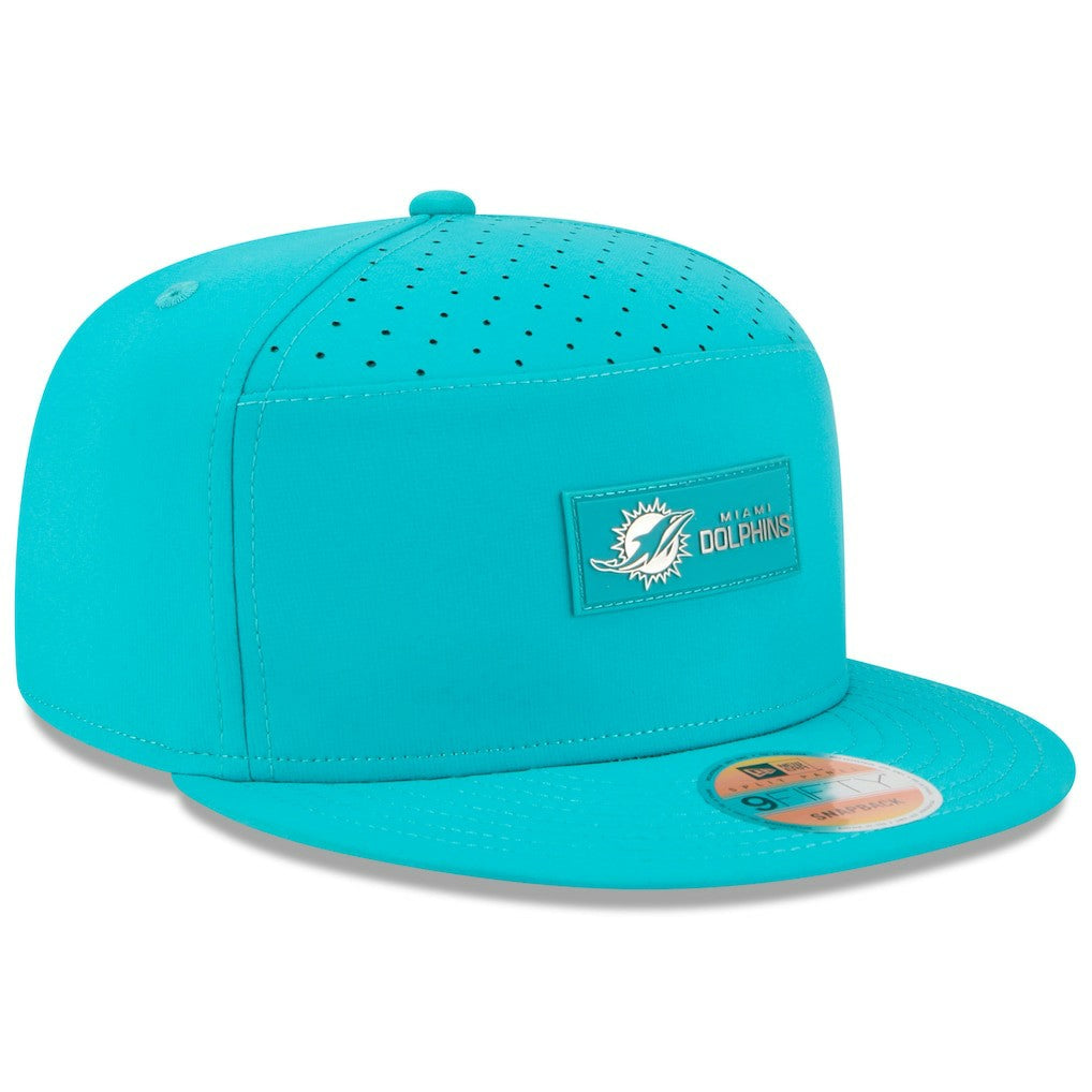 NFL Miami Dolphins 2025 Sideline Split Panel 9FIFTY Snapback Hat