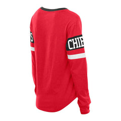 NFL Kansas City Chiefs Women's Plus Size Throwback Lace-Up Long Sleeve T-Shirt