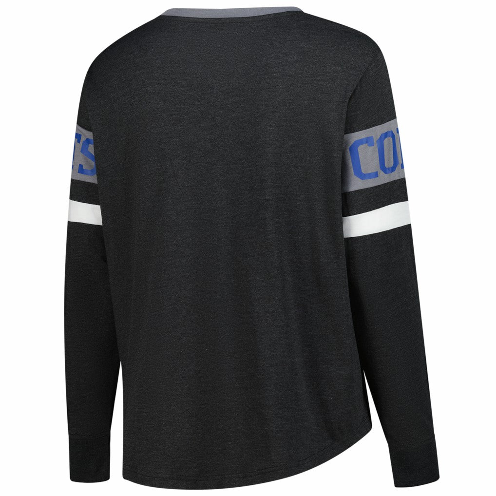 NFL Indianapolis Colts Women's Plus Size Throwback Lace-Up Long Sleeve T-Shirt