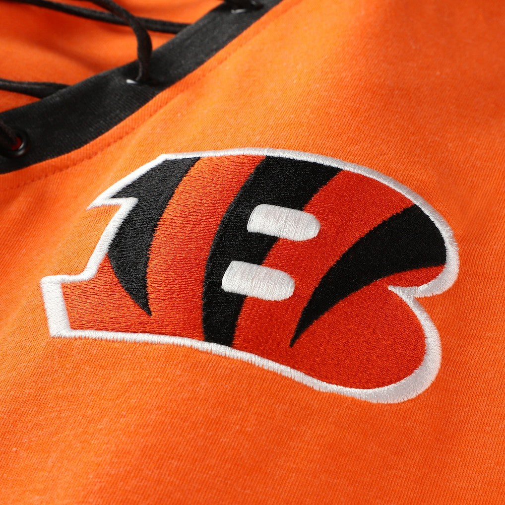 NFL Cincinnati Bengals Women's Plus Size Throwback Lace-Up Long Sleeve T-Shirt