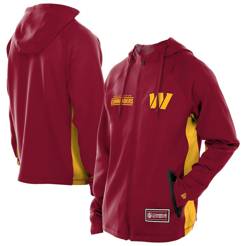 NFL Washington Commanders Combine Authentic Raglan Scuba Full-Zip Hoodie