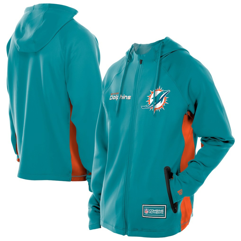 NFL Miami Dolphins Combine Authentic Raglan Scuba Full-Zip Hoodie