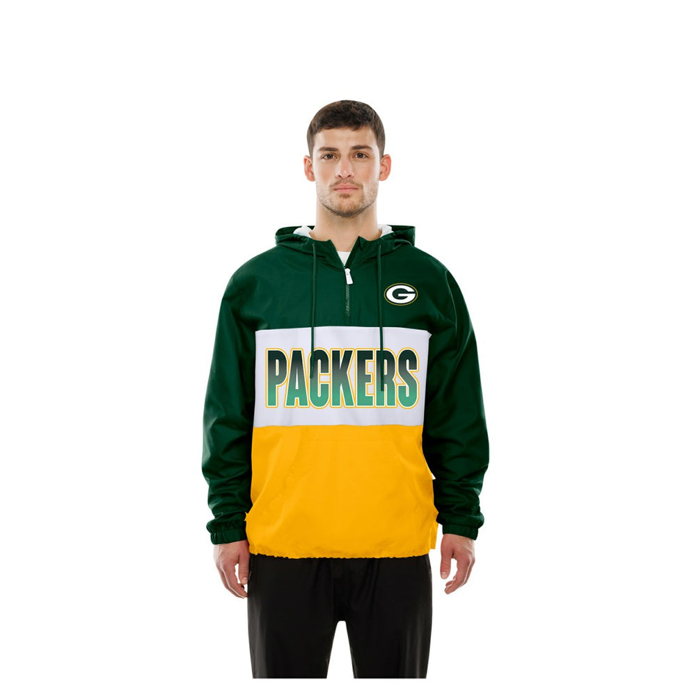 NFL Green Bay Packers Ripstop Quarter-Zip Hooded Windbreaker
