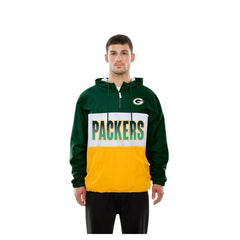 NFL Green Bay Packers Ripstop Quarter-Zip Hooded Windbreaker