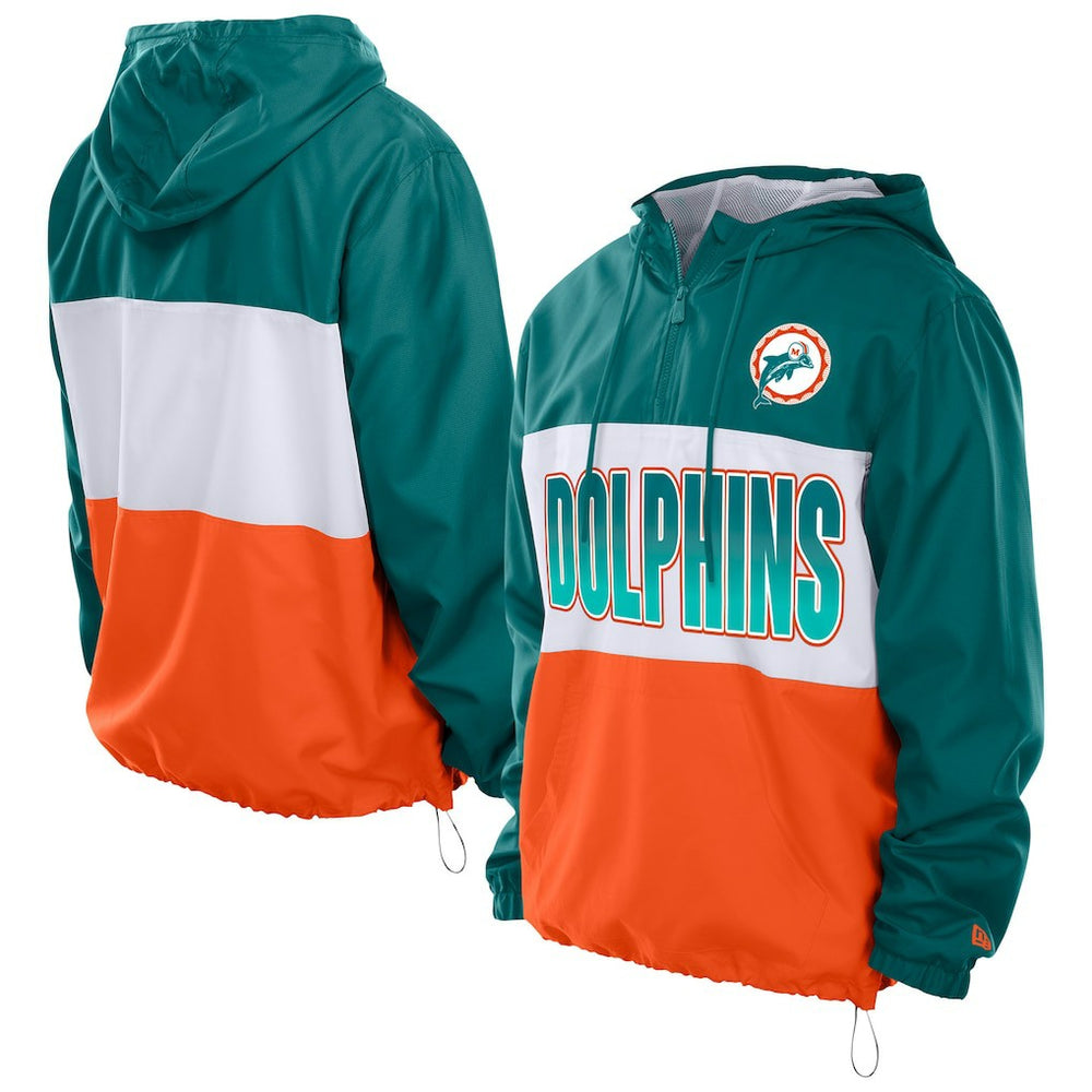 NFL Miami Dolphins Ripstop Quarter-Zip Hooded Windbreaker