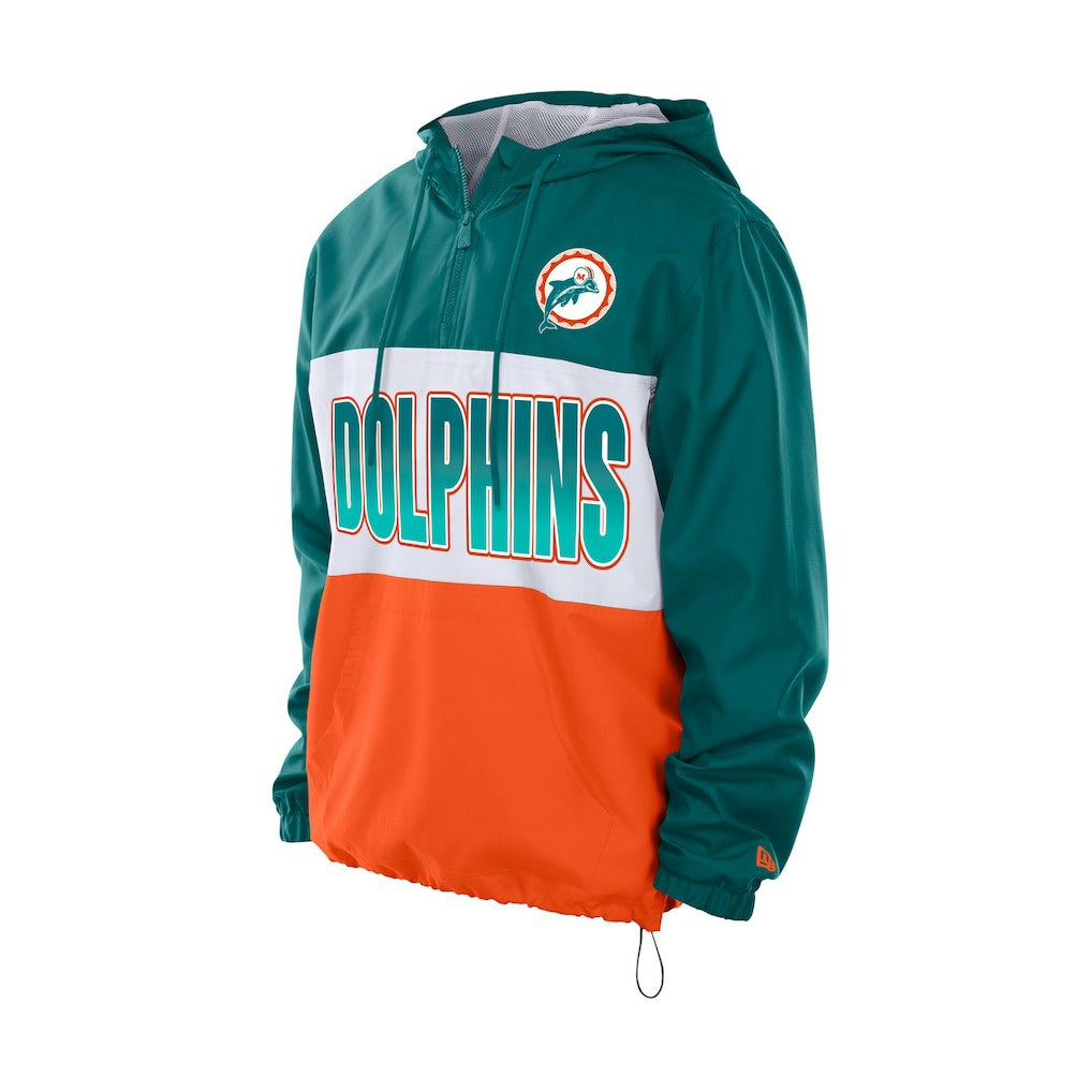 NFL Miami Dolphins Ripstop Quarter-Zip Hooded Windbreaker