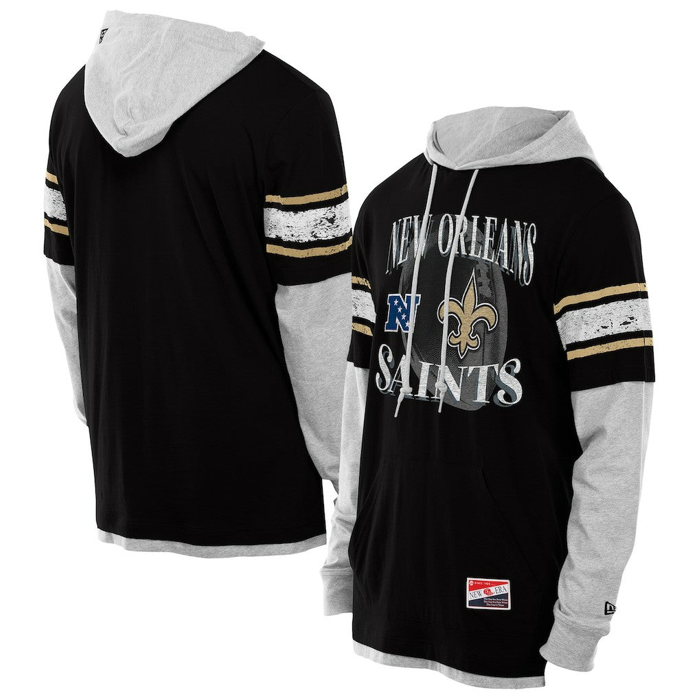 NFL New Orleans Saints Twofer Layered Long Sleeve Hoodie T-Shirt