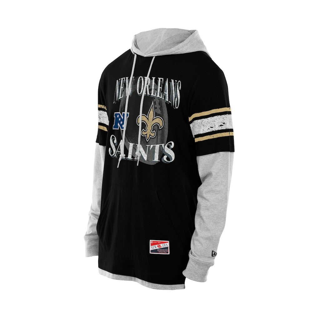 NFL New Orleans Saints Twofer Layered Long Sleeve Hoodie T-Shirt