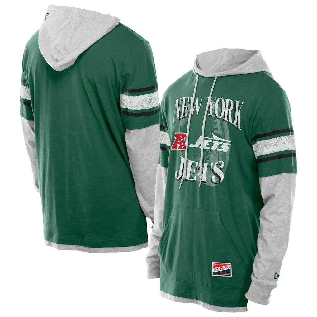 NFL New York Jets Twofer Layered Long Sleeve Hoodie T-Shirt