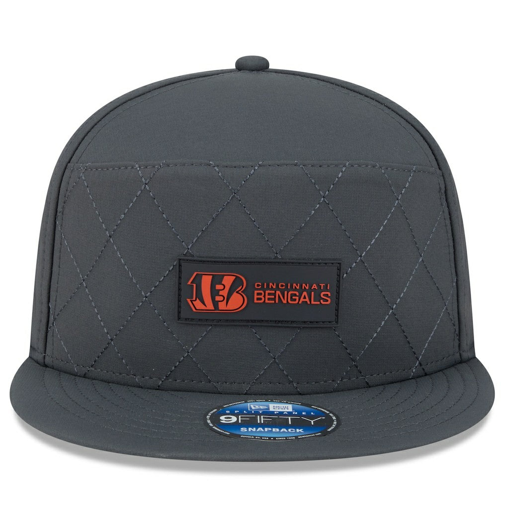 NFL Cincinnati Bengals 2025 Sideline Cold Weather Split Panel 9FIFTY Snapback Hat