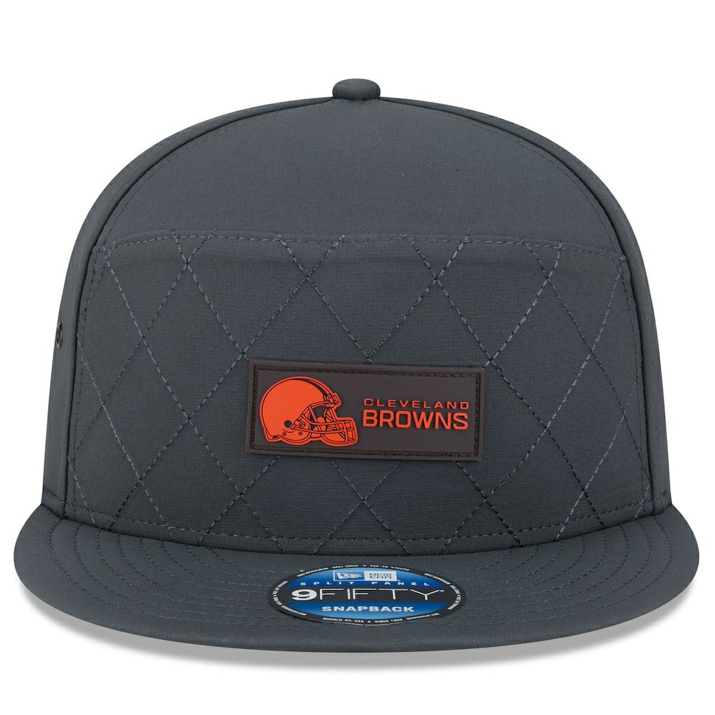 NFL Cleveland Browns 2025 Sideline Cold Weather Split Panel 9FIFTY Snapback Hat
