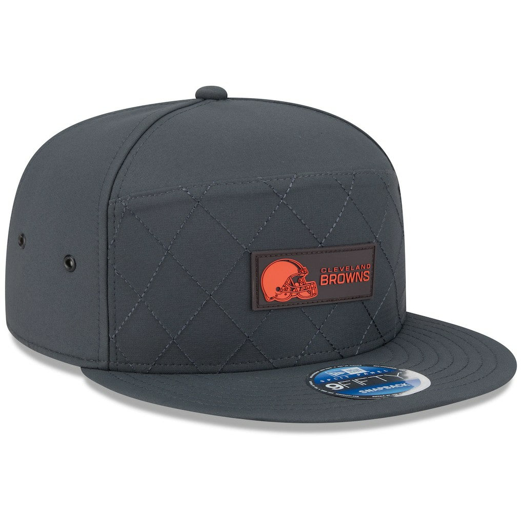NFL Cleveland Browns 2025 Sideline Cold Weather Split Panel 9FIFTY Snapback Hat