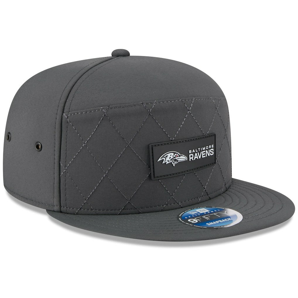 NFL Baltimore Ravens 2025 Sideline Cold Weather Split Panel 9FIFTY Snapback Hat