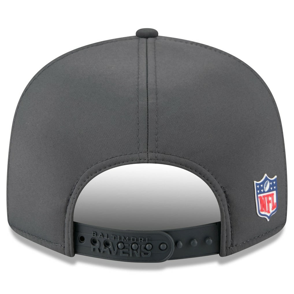 NFL Baltimore Ravens 2025 Sideline Cold Weather Split Panel 9FIFTY Snapback Hat