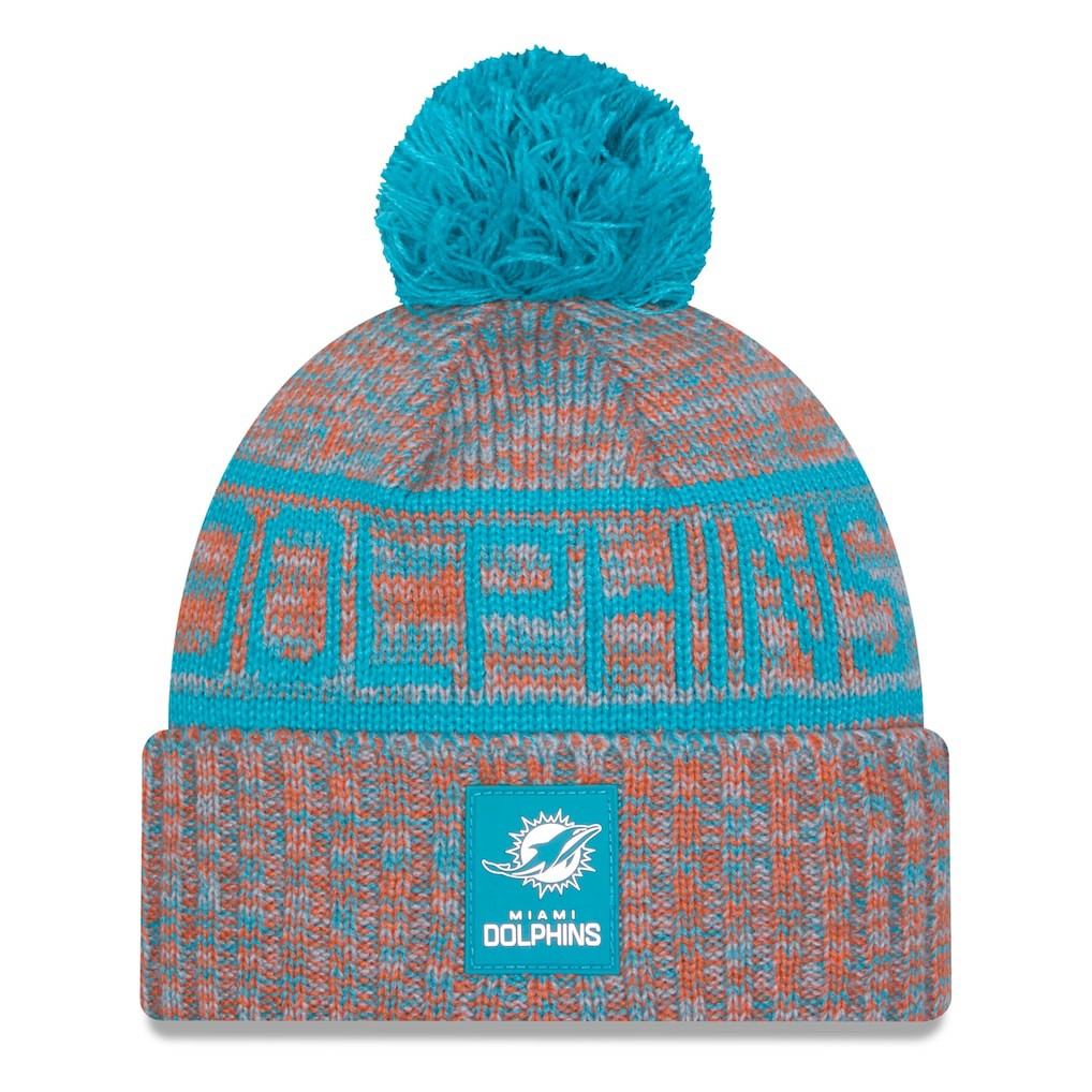 NFL Miami Dolphins 2025 Sideline Cold Weather Cuffed Knit Hat with Pom