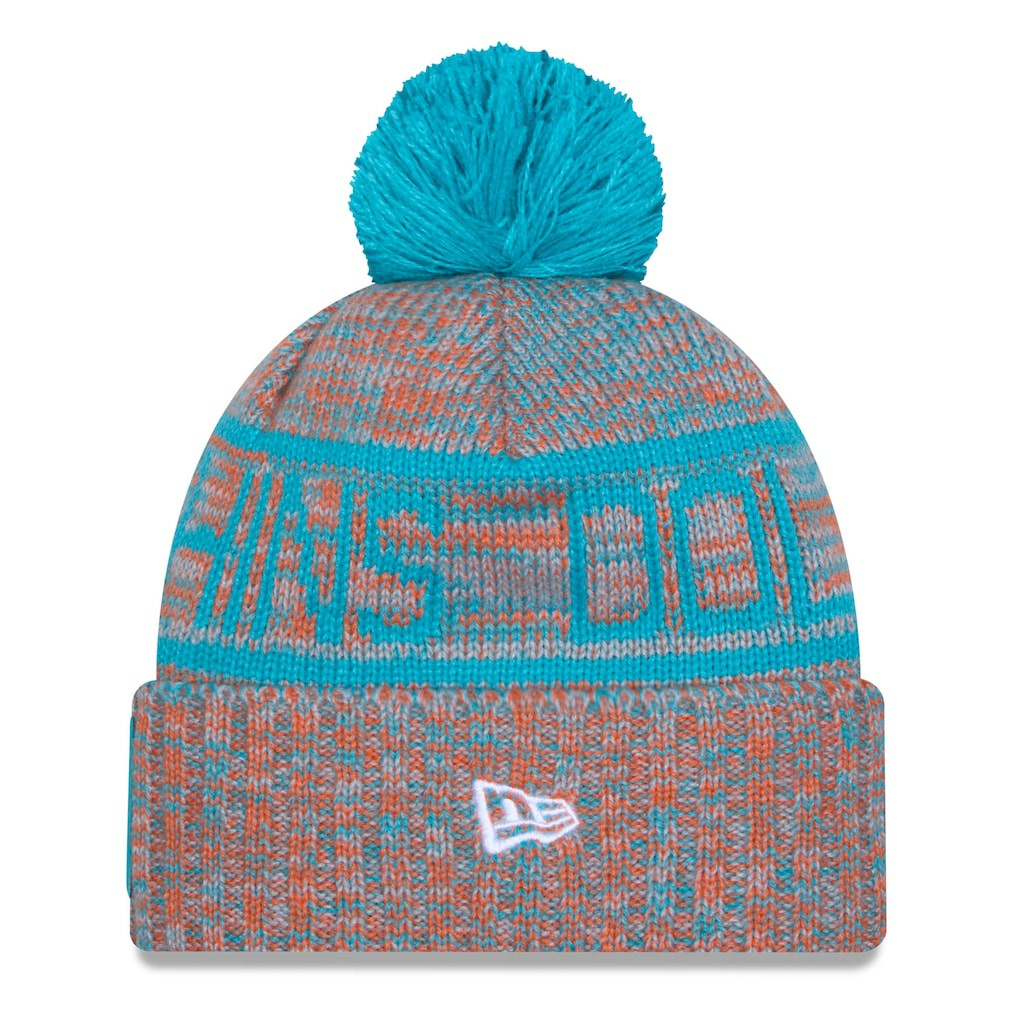 NFL Miami Dolphins 2025 Sideline Cold Weather Cuffed Knit Hat with Pom