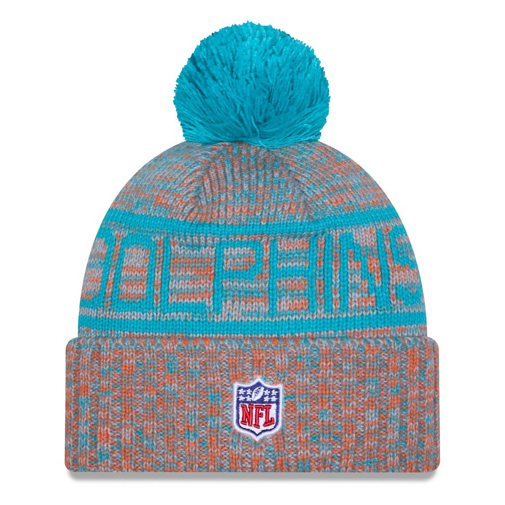 NFL Miami Dolphins 2025 Sideline Cold Weather Cuffed Knit Hat with Pom