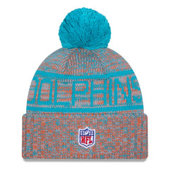 NFL Miami Dolphins 2025 Sideline Cold Weather Cuffed Knit Hat with Pom