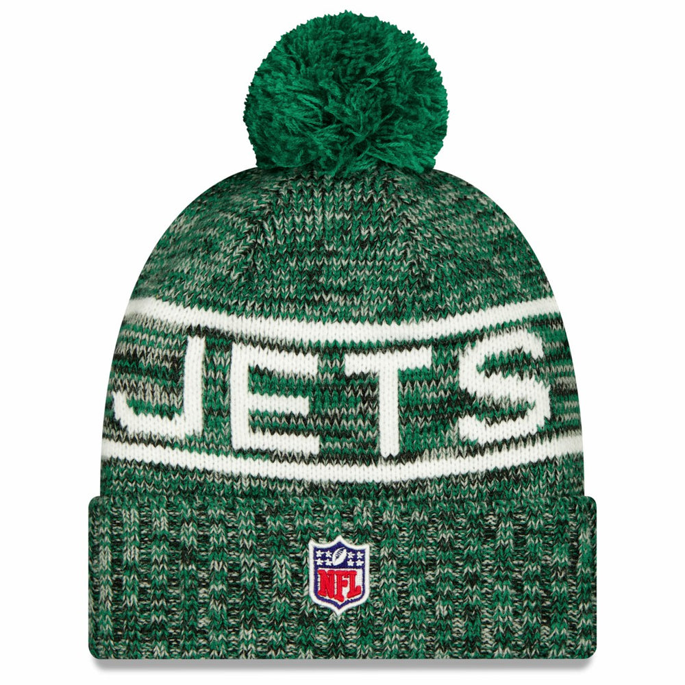 NFL New York Jets 2025 Sideline Cold Weather Cuffed Knit Hat with Pom