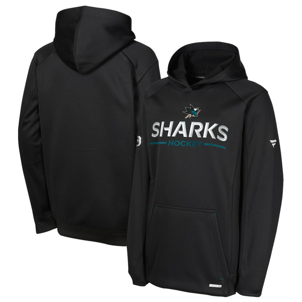 San Jose Sharks Fanatics Youth Authentic Pro Rink Raglan Hoodie