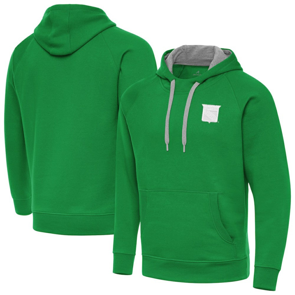 New York Rangers Antigua St. Patrick's Day Victory Pullover Hoodie