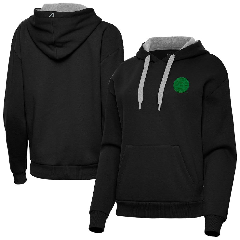 Boston Bruins Antigua Women's St. Patrick's Day Victory Pullover Hoodie