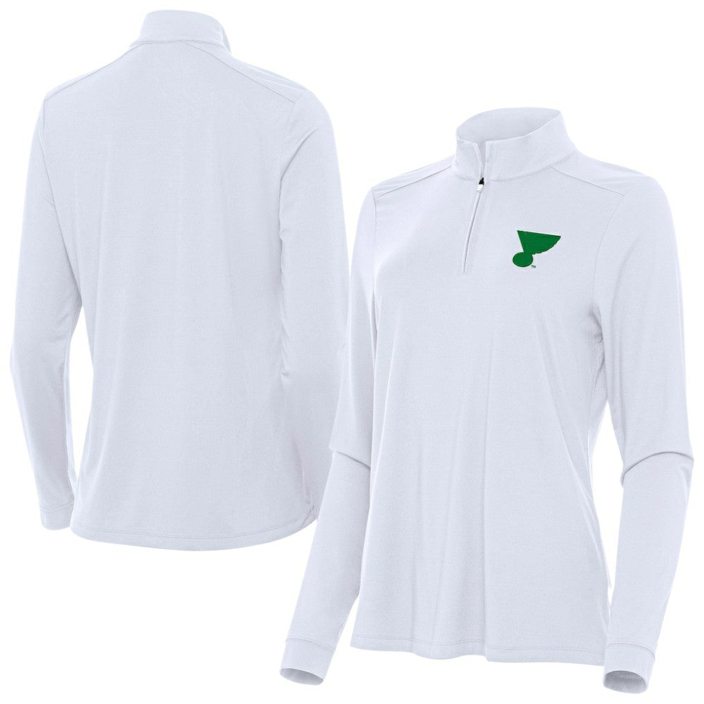 St. Louis Blues Antigua Women's St. Patrick's Day Intent Quarter-Zip Performance Pullover
