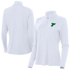 St. Louis Blues Antigua Women's St. Patrick's Day Intent Quarter-Zip Performance Pullover