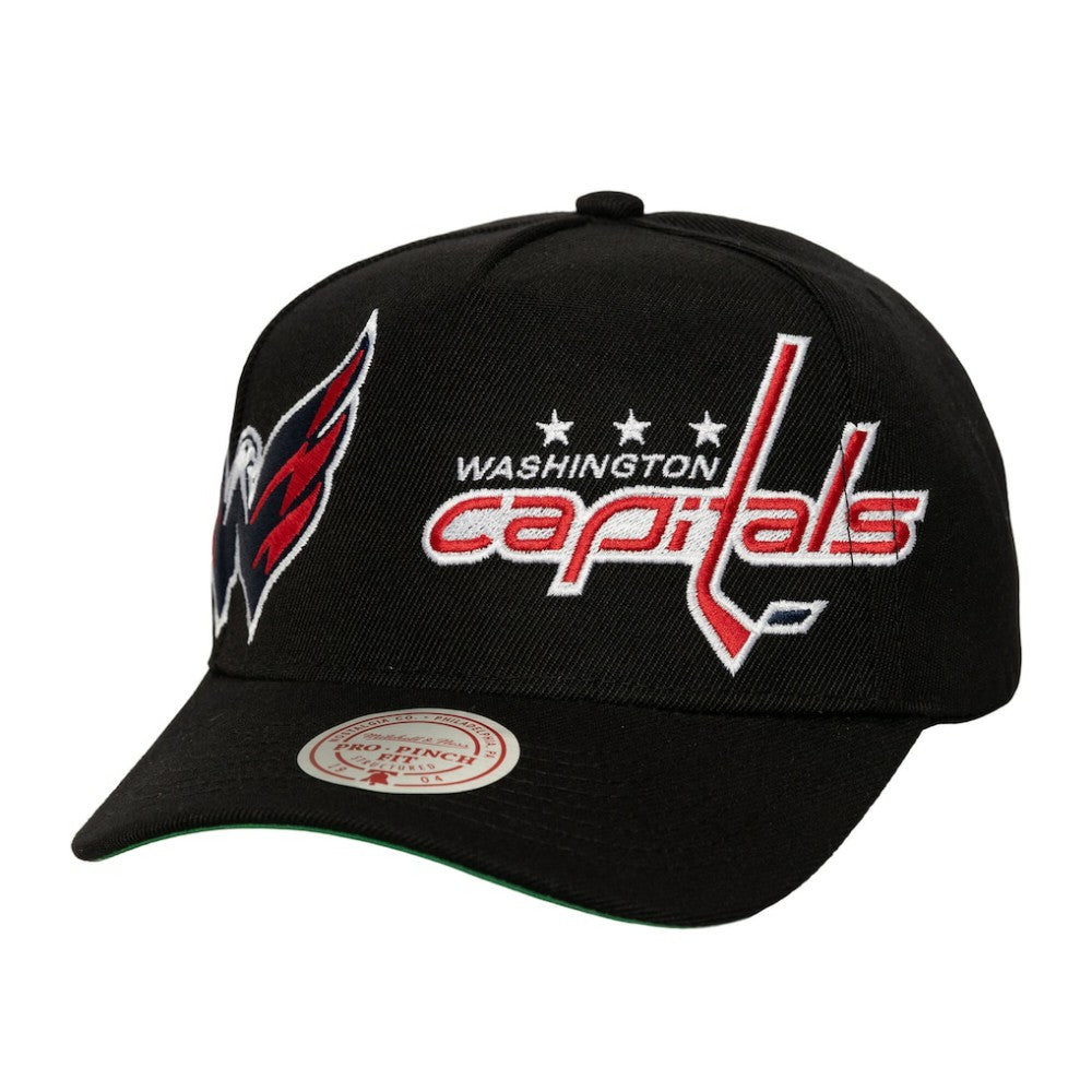 Washington Capitals Mitchell & Ness Busted Logo Wordmark Wrap-Around Pro Pinch Adjustable Hat