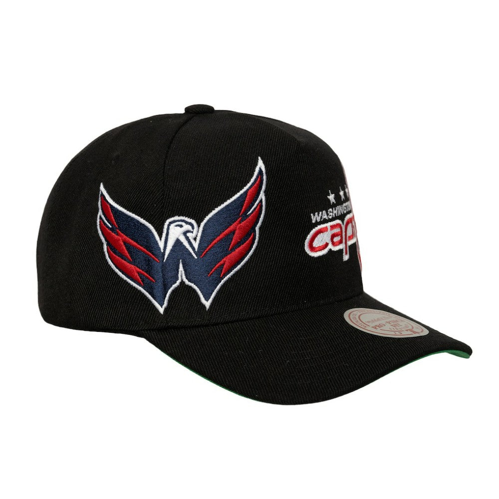 Washington Capitals Mitchell & Ness Busted Logo Wordmark Wrap-Around Pro Pinch Adjustable Hat