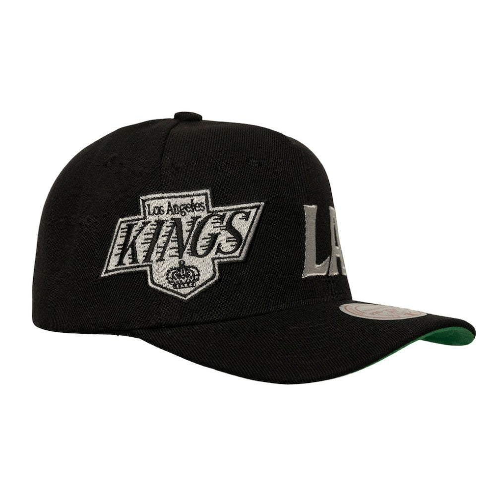 Los Angeles Kings Mitchell & Ness Busted Logo Wordmark Wrap-Around Pro Pinch Adjustable Hat