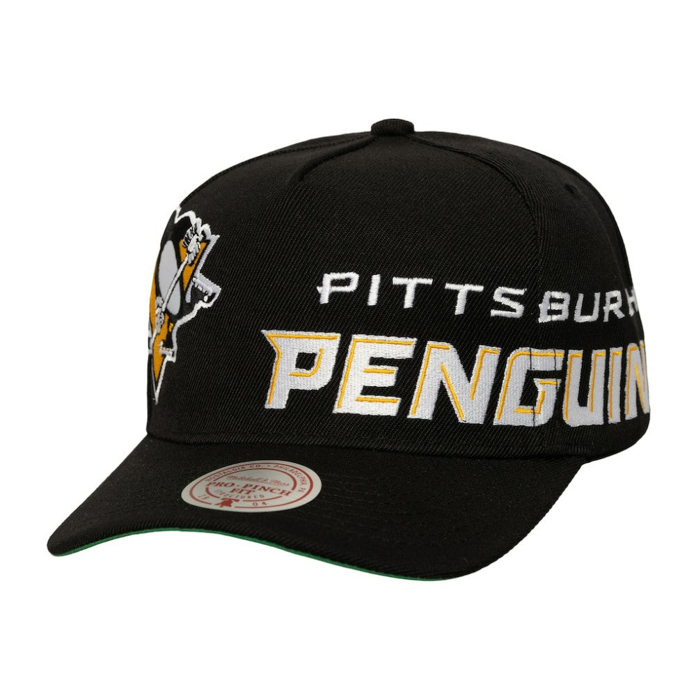 Pittsburgh Penguins Mitchell & Ness Busted Logo Wordmark Wrap-Around Pro Pinch Adjustable Hat