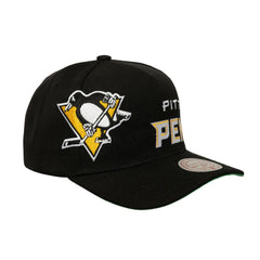 Pittsburgh Penguins Mitchell & Ness Busted Logo Wordmark Wrap-Around Pro Pinch Adjustable Hat