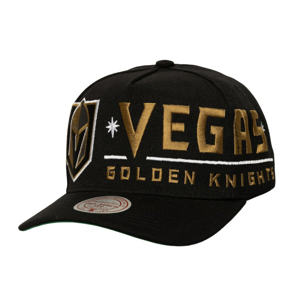 Vegas Golden Knights Mitchell & Ness Busted Logo Wordmark Wrap-Around Pro Pinch Adjustable Hat
